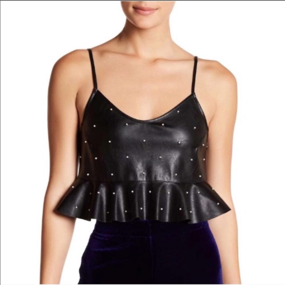 Do+ Be faux leather peplum style tank